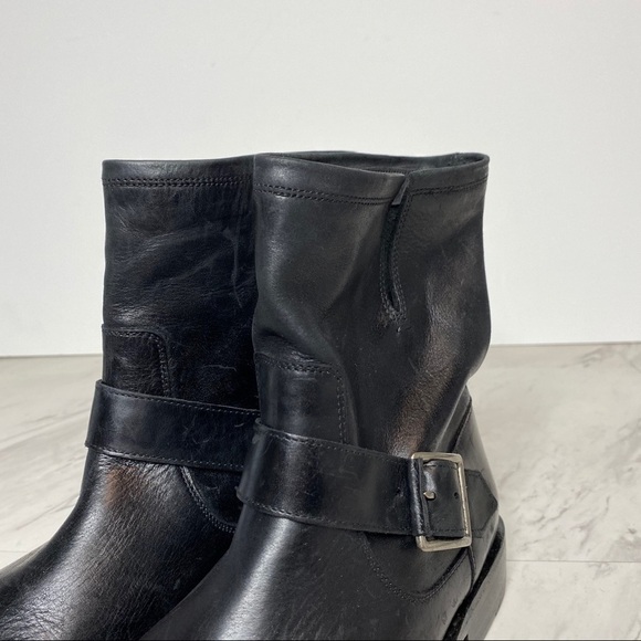 Frye Natalie Engineer Black Short Leather Boot 7 - Picture 10 of 15